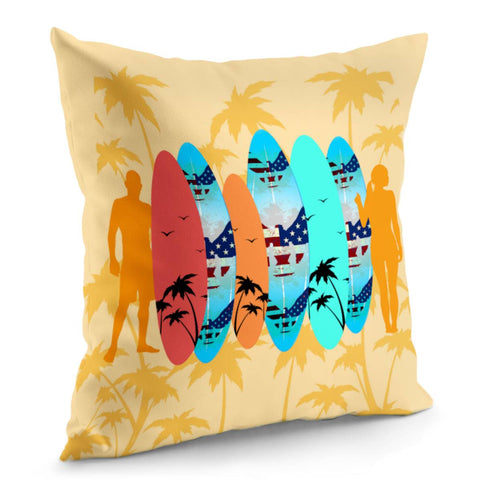 Image of Tropical Surfboards Pillow Cover