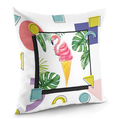 Image of Flamingo Ice-Cream Pillow Cover