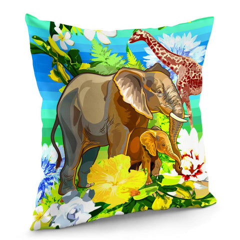 Image of Elephant & Giraffe Pillow Cover