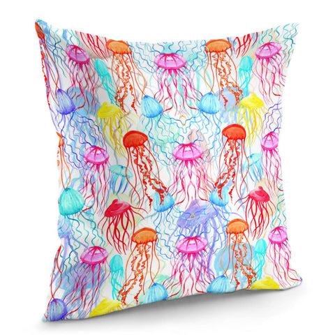 Image of Ethereal Colorful Jellyfishes Pillow Cover