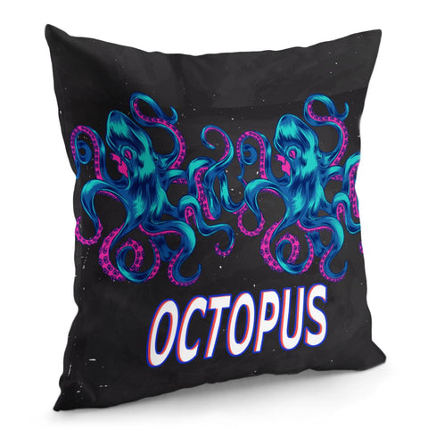 Image of Glowing Blue Octopus Pillow Cover