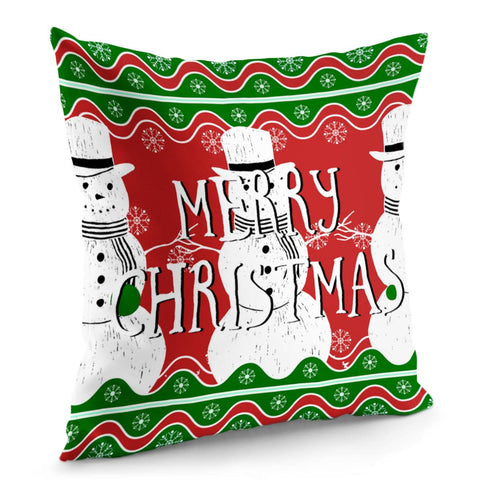 Image of Three Christmas Snowmen Pillow Cover