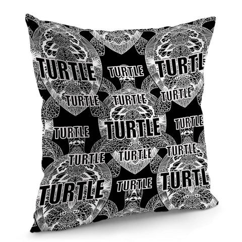 Image of Turtleblack And White Line Drawing Turtle Design Pillow Cover