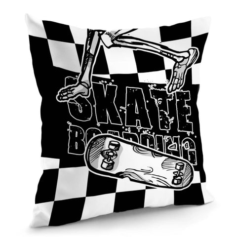Image of Skeleton&Skateboard Pillow Cover