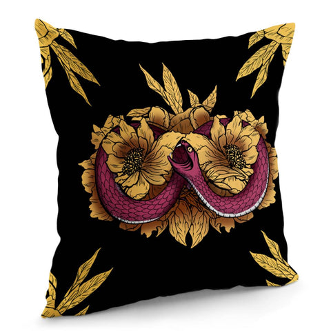 Image of Snake And Flowers Pillow Cover