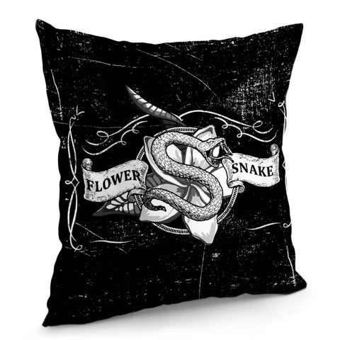 Image of Snake And Flowers Pillow Cover