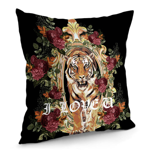 Image of Tiger And Rose Pillow Cover