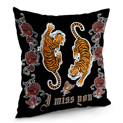 Image of Tiger And Rose Pillow Cover