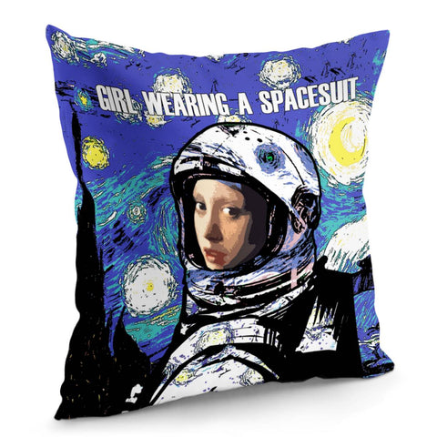 Image of Girl Wearing A Spacesuit Pillow Cover