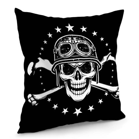 Image of Skull And Motorbike Pillow Cover