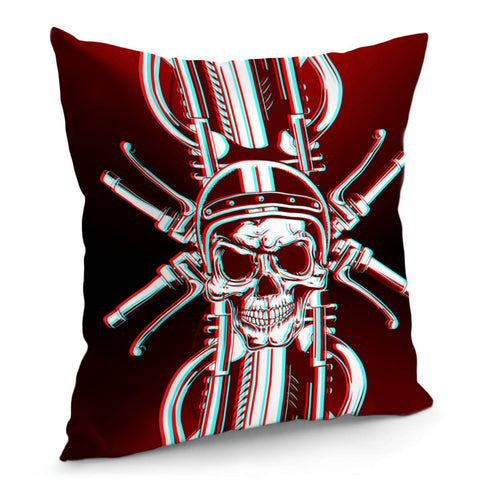 Image of Skull And Motorbike Pillow Cover