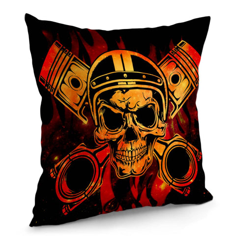 Image of Skull And Motorbike Pillow Cover