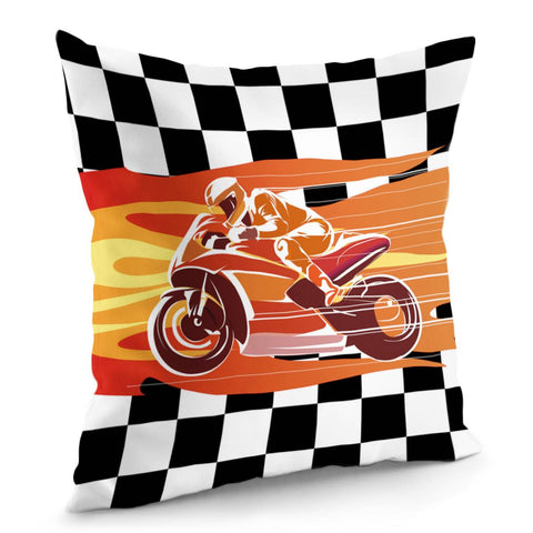 Image of Racing Motorcycle Pillow Cover