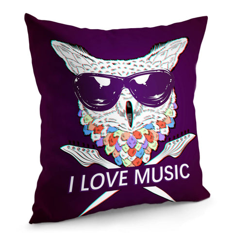 Image of Owl And Music Pillow Cover