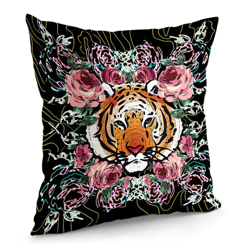 Image of Tiger & Flowers Pillow Cover