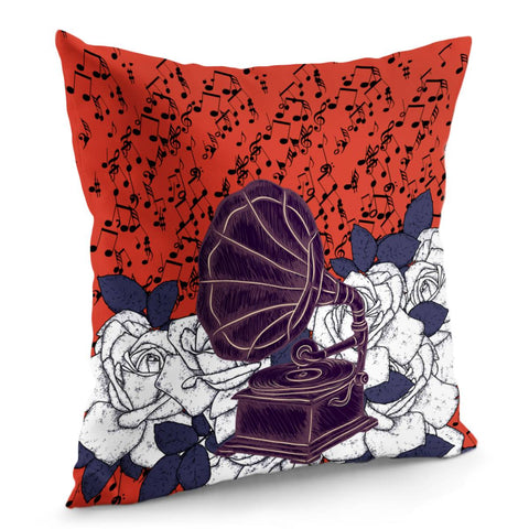 Image of Gramophone & Flowers Pillow Cover