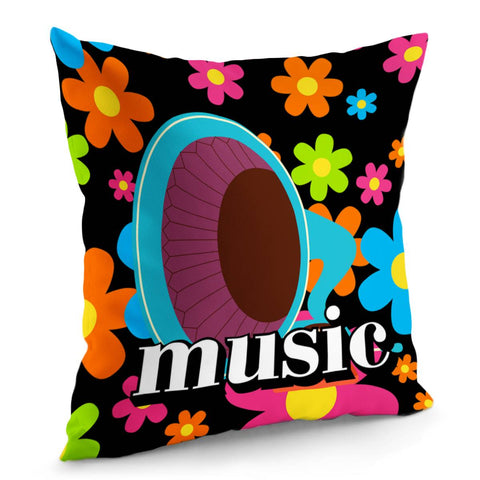 Image of Gramophone & Flowers Pillow Cover