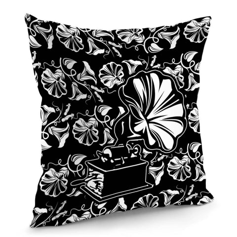 Image of Gramophone & Flowers Pillow Cover