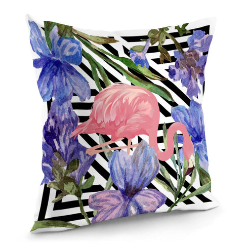 Image of Flamingo & Flowers Pillow Cover