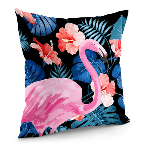 Image of Flamingo & Flowers Pillow Cover