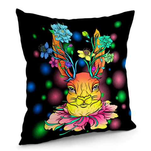 Image of Flower And Rabbit Pillow Cover