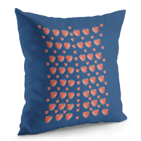 Image of Jelly Hearts On Blue Pillow Cover