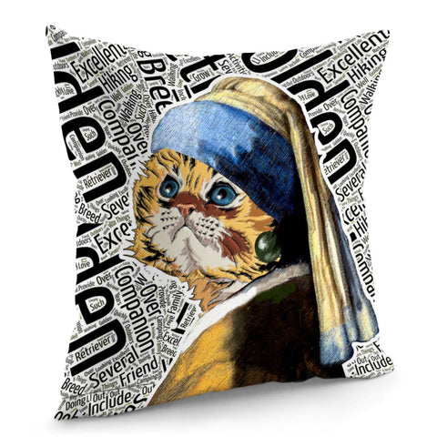 Image of Pearl-Bearing Cat Pillow Cover