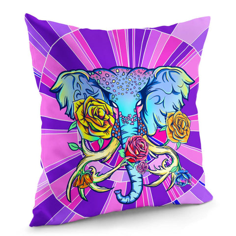 Image of Elephant And Flower Pillow Cover