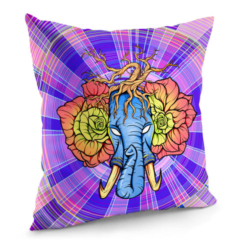 Image of Elephant And Flower Pillow Cover