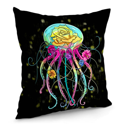 Image of Jellyfish And Flowers Pillow Cover