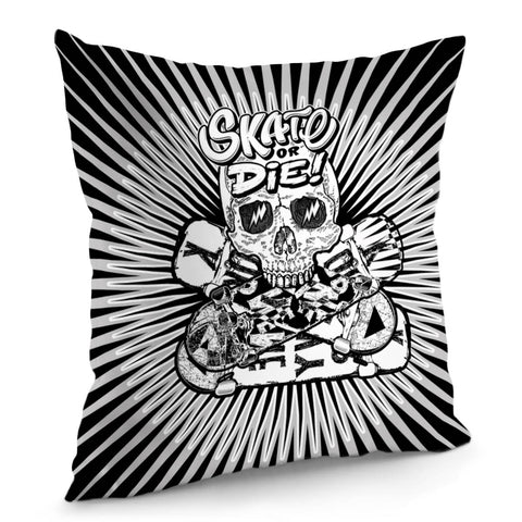 Image of Skull And Skateboard Pillow Cover