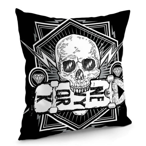 Image of Skull And Skateboard Pillow Cover