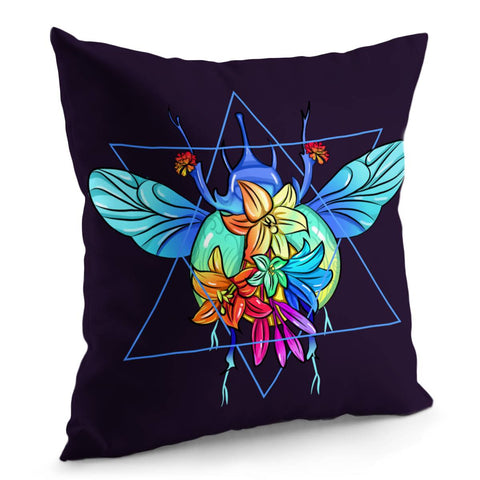 Image of Beetle And Flower Pillow Cover