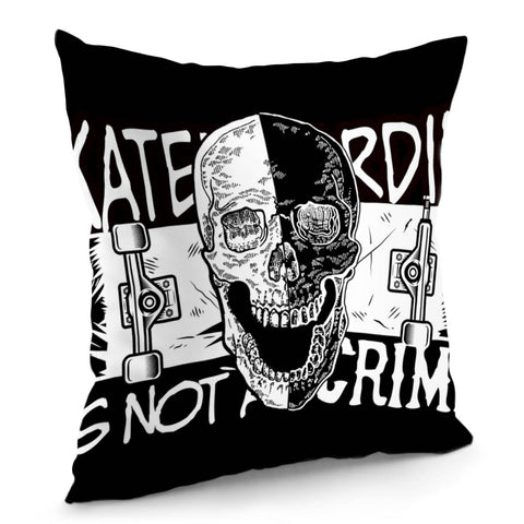 Image of Skull And Skateboard Pillow Cover