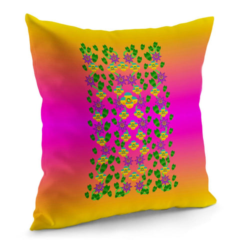 Image of Flowers On Neon Pillow Cover