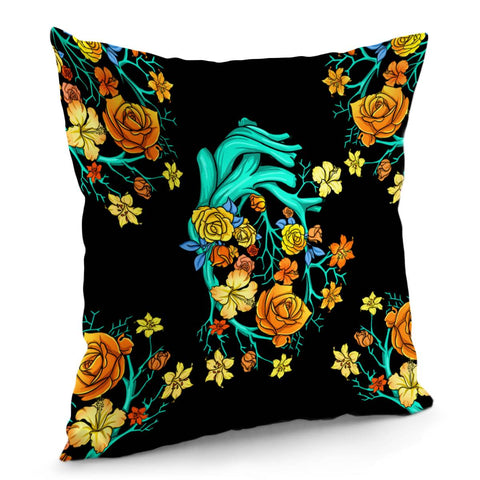 Image of Flower And Heart Pillow Cover