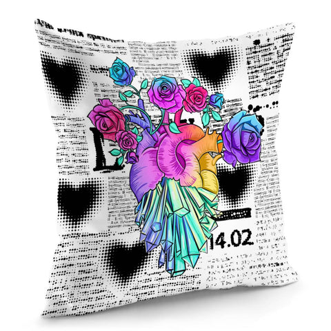 Image of Flower And Heart Pillow Cover