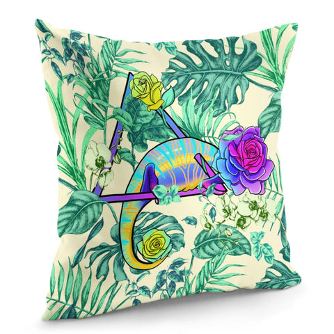 Image of Chameleon And Flower Pillow Cover