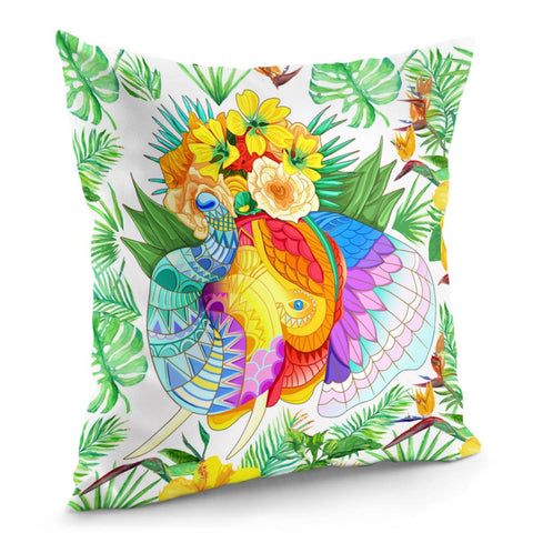 Image of Flower And Elephant Pillow Cover