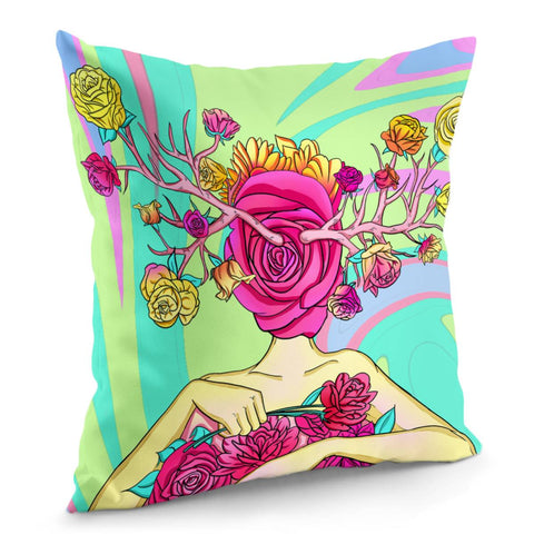 Image of Flower And Girl Pillow Cover