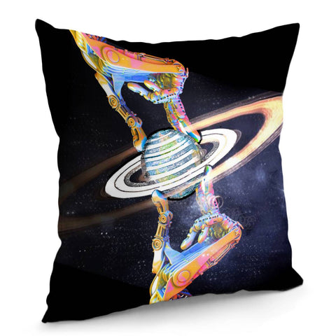 Image of Robot And Planet Pillow Cover