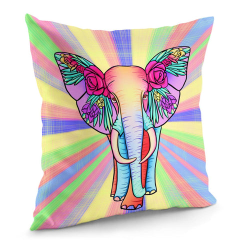 Image of Elephant And Flower Pillow Cover