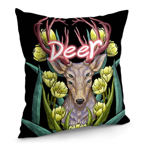 Image of Deer & Flowers Pillow Cover