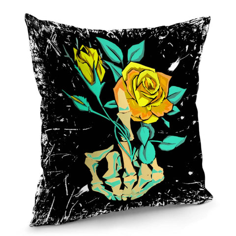 Image of Skeleton And Flower Pillow Cover