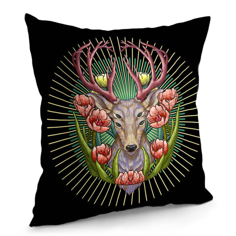 Image of Deer & Flowers Pillow Cover