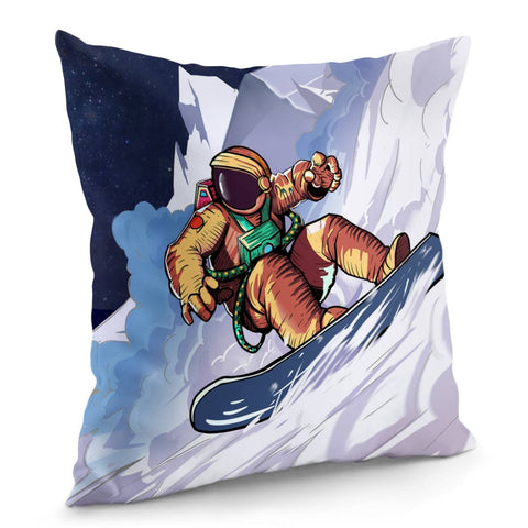 Image of Astronaut Skiing Pillow Cover