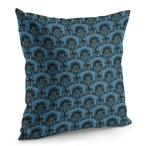 Image of Blue Ancient Mexican Myth Pillow Cover