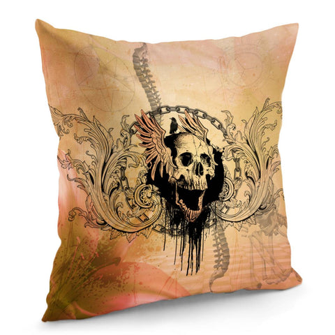 Image of Aweomse Skull With Crow Pillow Cover