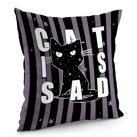 Image of Angry Cat And Stars And Stripes And Font Pillow Cover