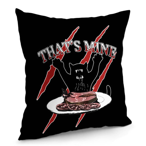 Image of Angry Cat And Scratches And Food And Font Pillow Cover